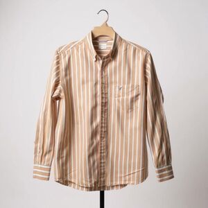 American Eagle Outfitters Orange and White Casual Button Down Shirt